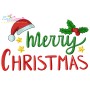 Merry Christmas Holly Leaves Lettering Embroidery Design Pattern-1