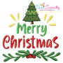 Merry Christmas Tree Lettering Embroidery Design Pattern-1