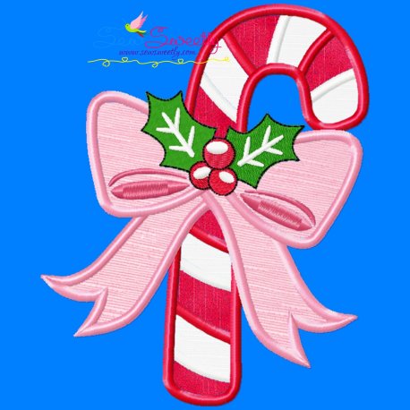 Candy Cane Bow-2 Applique Design Pattern-1