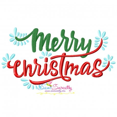 Merry Christmas Lettering Embroidery Design Pattern