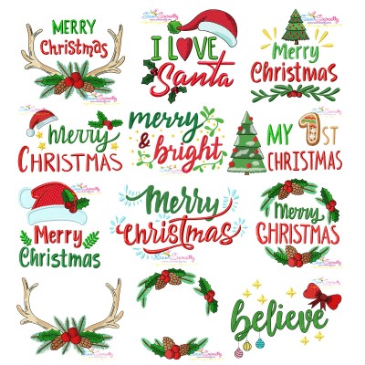 Christmas Lettering Embroidery Design Pattern Bundle-2-1