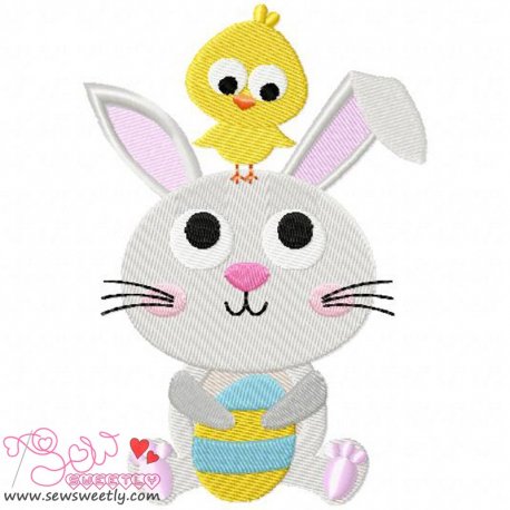 Bunny And Chick Embroidery Design- 1