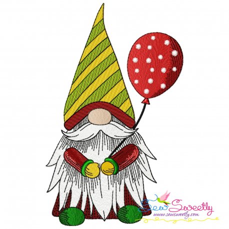 Christmas Gnome With Balloon Embroidery Design Pattern