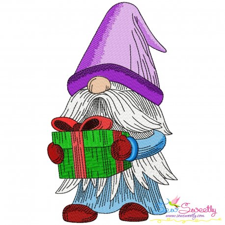 Christmas Gnome With Gift Embroidery Design Pattern
