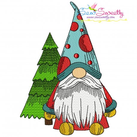 Christmas Gnome With Tree Embroidery Design Pattern