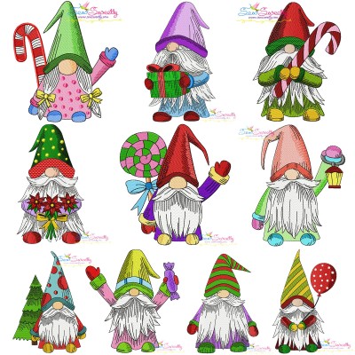 Christmas Gnomes Embroidery Design Pattern Bundle-1