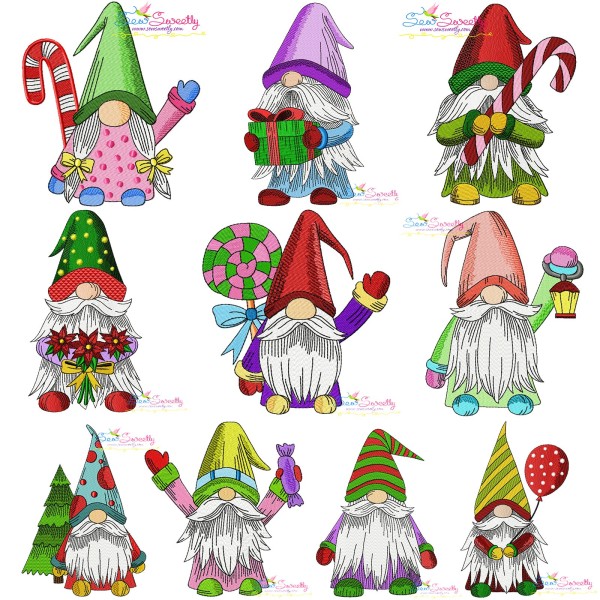 Christmas Gnomes Embroidery Design Bundle-1