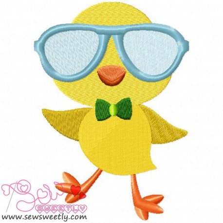 Chick Glasses Embroidery Design Pattern-1