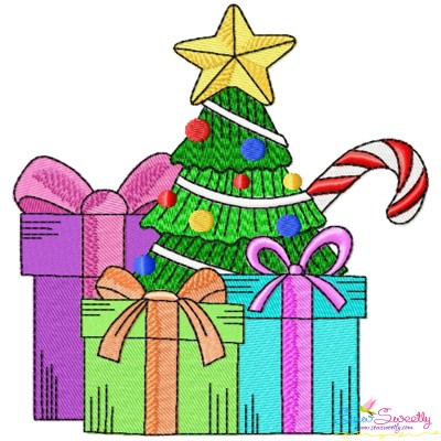 Christmas Tree And Gifts Embroidery Design Pattern-1