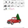 Retro Truck With Christmas Tree Embroidery Design Pattern-3