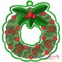 Christmas Wreath Hanger With Holly Leaves Embroidery Design Pattern-1