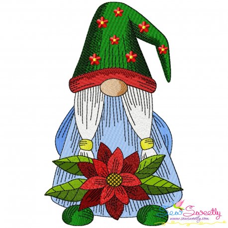 Gnome With Flowers-6 Embroidery Design Pattern
