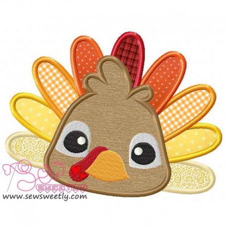 Big Eyed Turkey Applique Design- 1