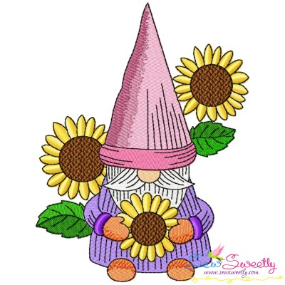 Gnome With Flowers-5 Embroidery Design Pattern-1