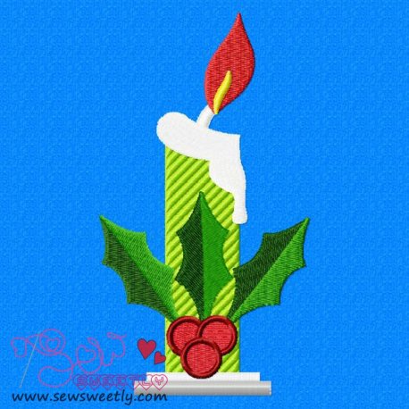 Christmas Candle Embroidery Design- 1