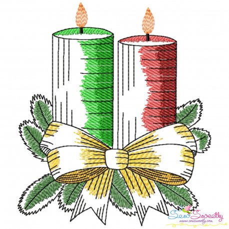 Christmas Candles-9 Light Fill Embroidery Design Pattern
