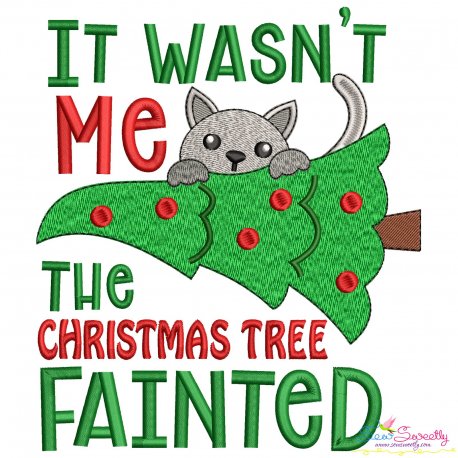 Christmas Tree Fainted Lettering Embroidery Design Pattern