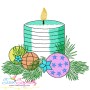 Christmas Candle-5 Light Fill Embroidery Design Pattern-1