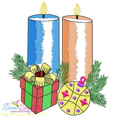 Christmas Candles-3 Light Fill Embroidery Design Pattern-1
