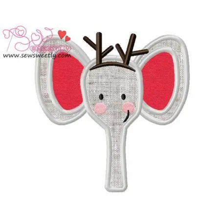 Cute Christmas Elephant Applique Design Pattern-1