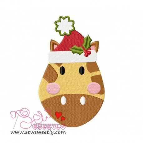 Christmas Giraffe Face Embroidery Design Pattern-1