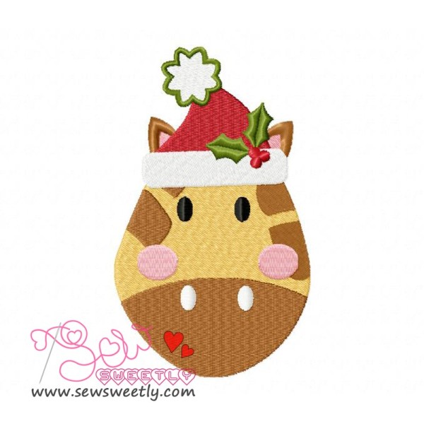 Christmas Giraffe Face Embroidery Design Pattern-1