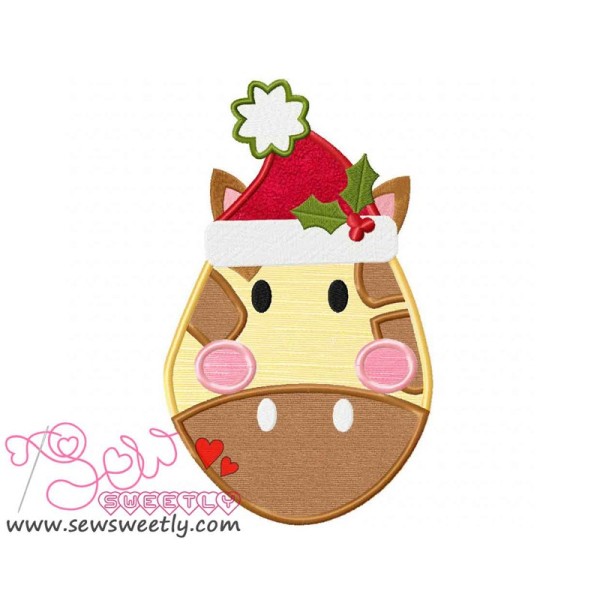 Christmas Giraffe Face Applique Design Pattern-1