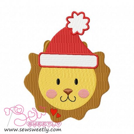 Christmas Lion Face Embroidery Design Pattern-1