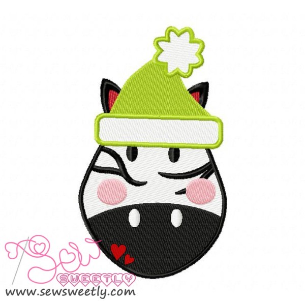 Christmas Zebra Face Embroidery Design Pattern-1