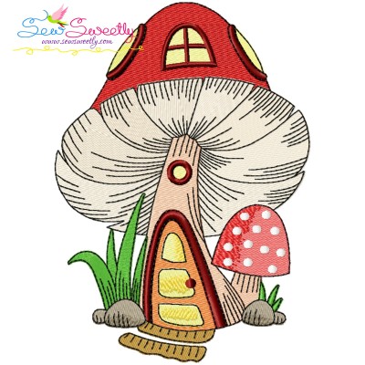 Gnome Mushroom House-10 Embroidery Design