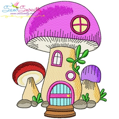 Gnome Mushroom House-8 Embroidery Design Pattern-1