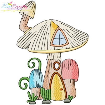 Gnome Mushroom House-7 Embroidery Design Pattern-1
