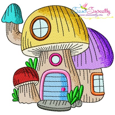 Gnome Mushroom House-6 Embroidery Design