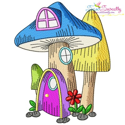 Gnome Mushroom House-5 Embroidery Design Pattern-1