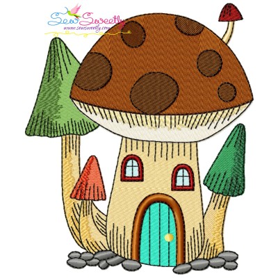 Gnome Mushroom House-4 Embroidery Design