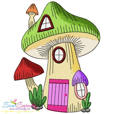 Gnome Mushroom House-3 Embroidery Design