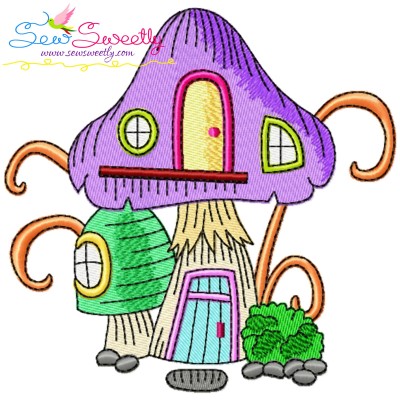 Gnome Mushroom House-2 Embroidery Design Pattern-1