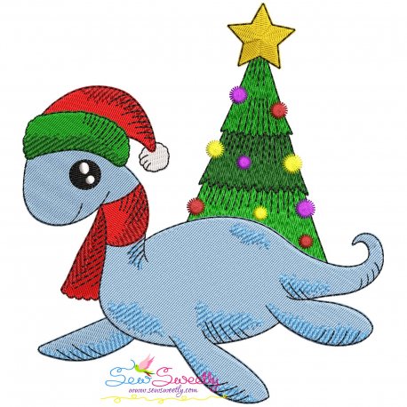 Christmas Dinosaur-4 Embroidery Design Pattern-1