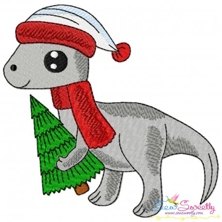 Christmas Dinosaur-2 Embroidery Design Pattern