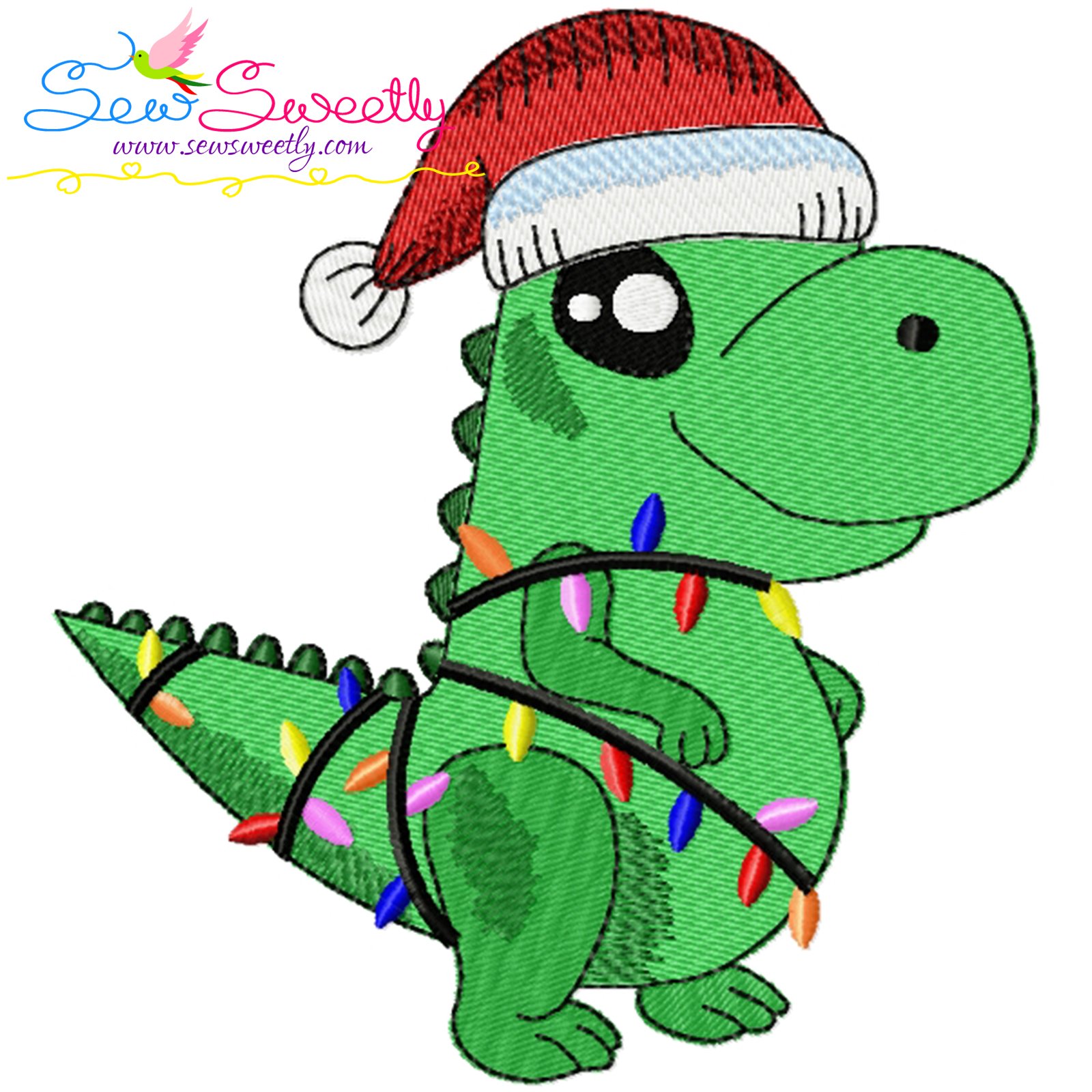 Christmas Dinosaur-1 Embroidery Design | Sew Sweetly