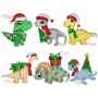 Christmas Dinosaurs Embroidery Design Bundle-1