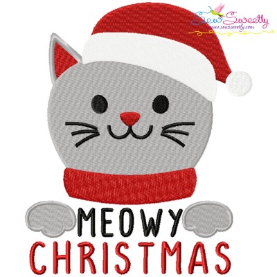 Meowy Christmas Cat Embroidery Design Pattern-1