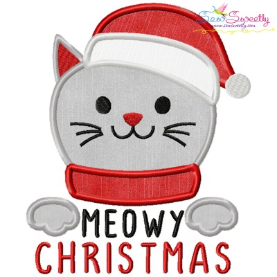 Meowy Christmas Cat Applique Design Pattern-1