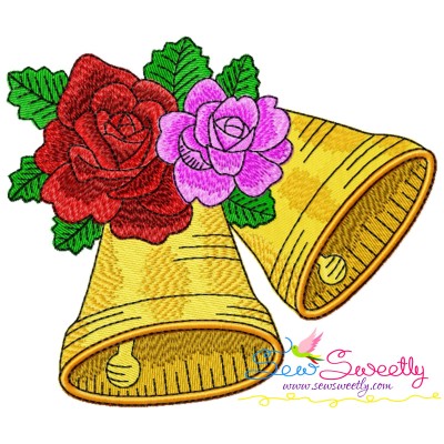 Christmas Bells And Roses Embroidery Design Pattern-1