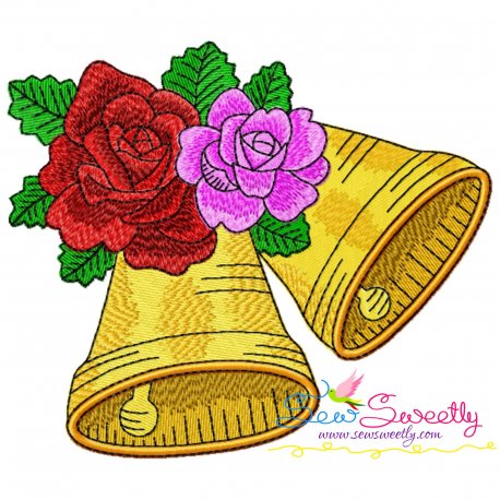 Free Christmas Bells And Roses Embroidery Design Pattern-1