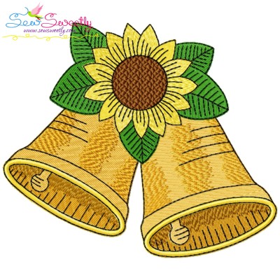 Christmas Bells And Sunflower Embroidery Design Pattern-1