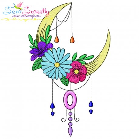 Dream Catcher Flowers And Moon-8 Embroidery Design Pattern