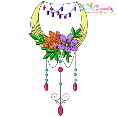 Dream Catcher Flowers And Moon-5 Embroidery Design Pattern-1