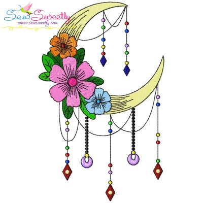 Dream Catcher Flowers And Moon-7 Embroidery Design Pattern-1