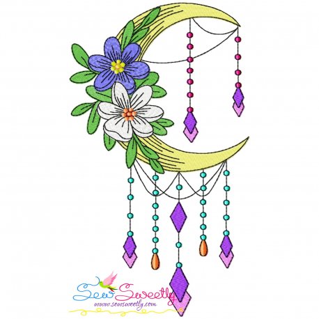 Dream Catcher Flowers And Moon-4 Embroidery Design Pattern